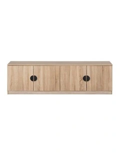 Bucharest Natural Oak Slim Tv Unit Black Half Moon Handle