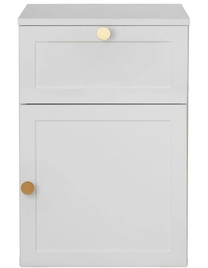 Porto White Hamptons Bedside Table Brass Round Handle image 1