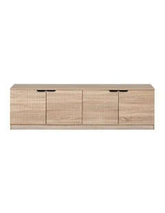 Bucharest Natural Oak Fluted Panel Tv Unit Black Pull Handle