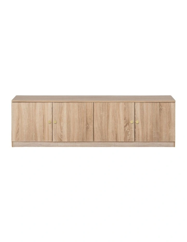 Bucharest Natural Oak Slim Tv Unit Brass Round Handle image 1