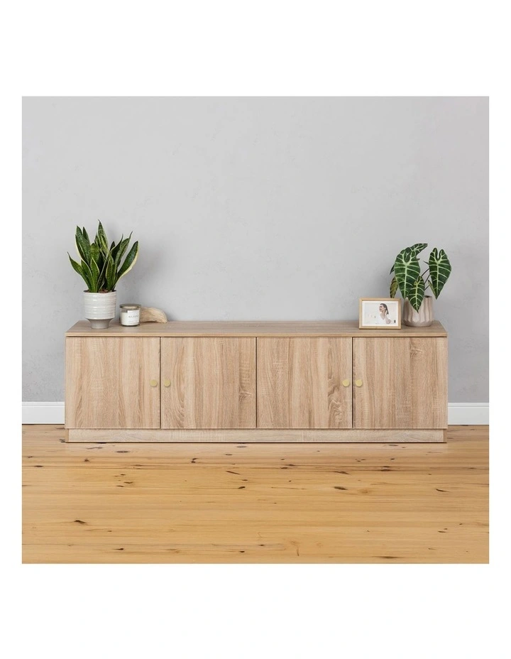 Bucharest Natural Oak Slim Tv Unit Brass Round Handle image 4