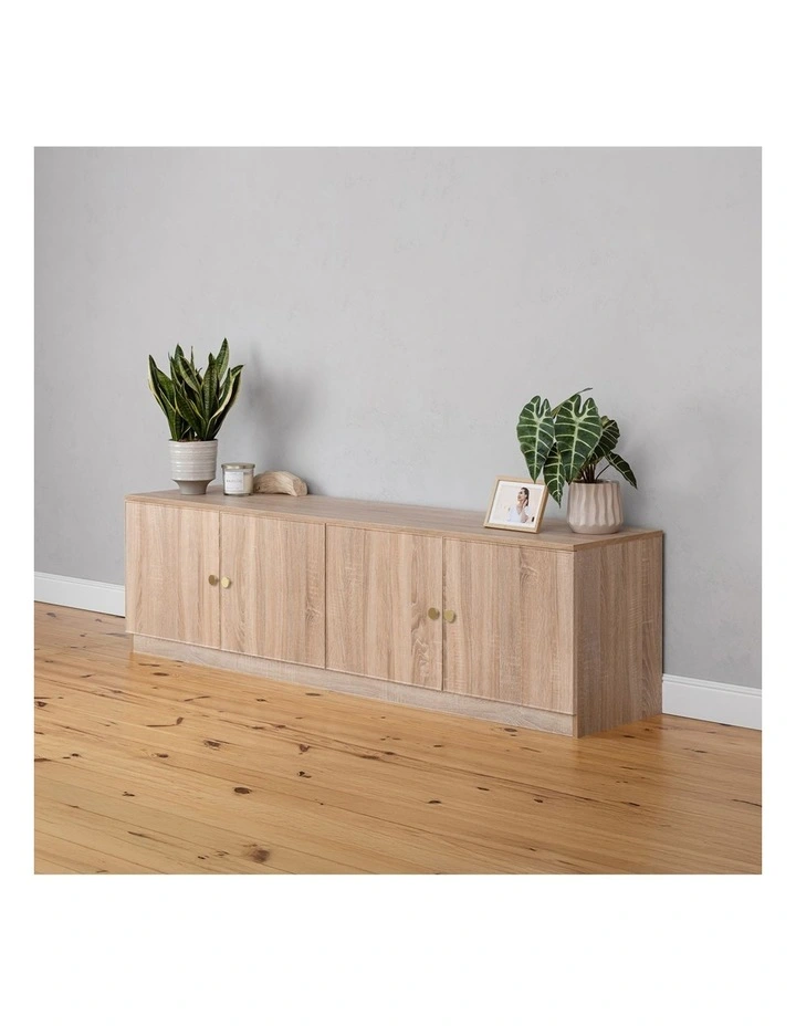 Bucharest Natural Oak Slim Tv Unit Brass Round Handle image 5