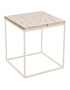Silva Decorative Furniture Side Table Bone/Travertine 60x50x50cm