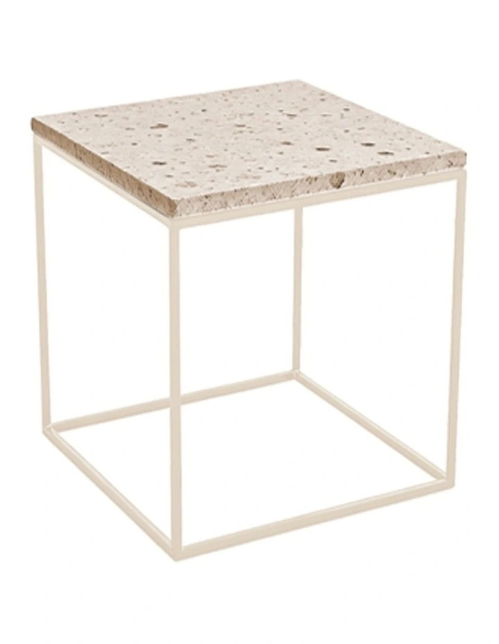 Silva Decorative Furniture Side Table Bone/Travertine 60x50x50cm image 1