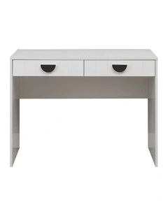 Odessa White Vj Panel Front Desk Black Half Moon Handle