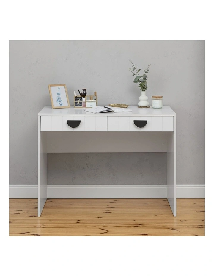 Odessa White Vj Panel Front Desk Black Half Moon Handle image 2
