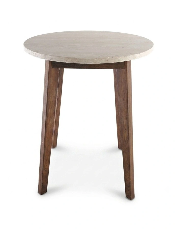 Nero Decorative Furniture Walnut Side Table Travertine 60x50x50cm image 1