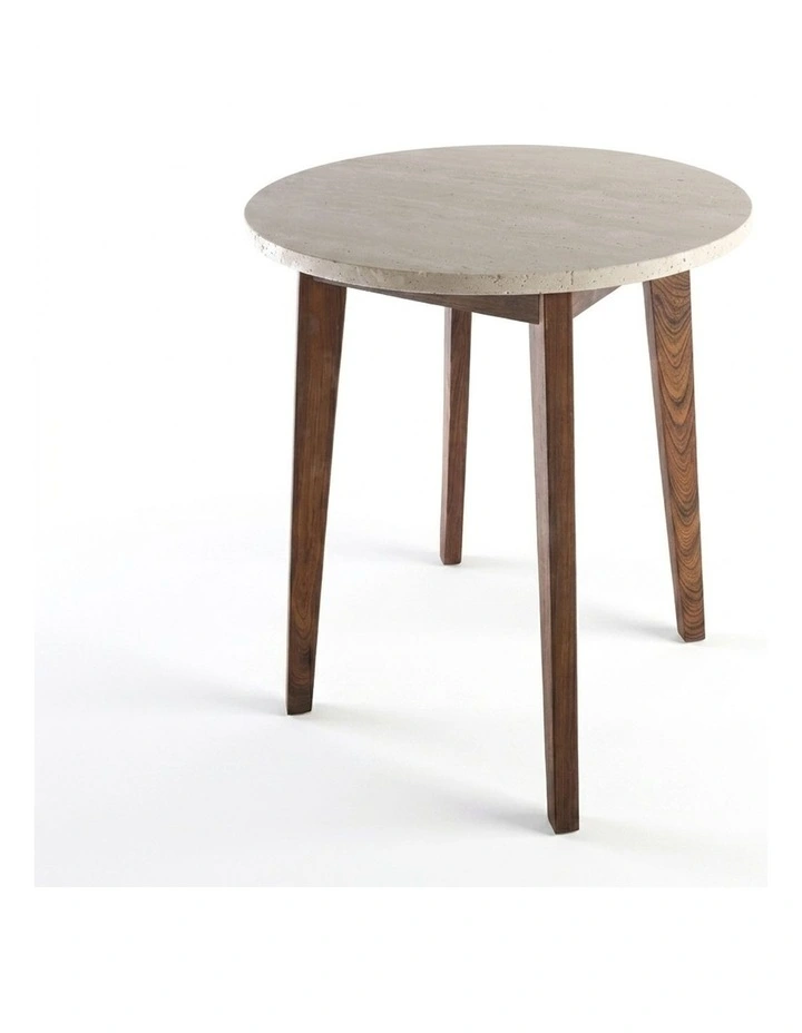 Nero Decorative Furniture Walnut Side Table Travertine 60x50x50cm image 3