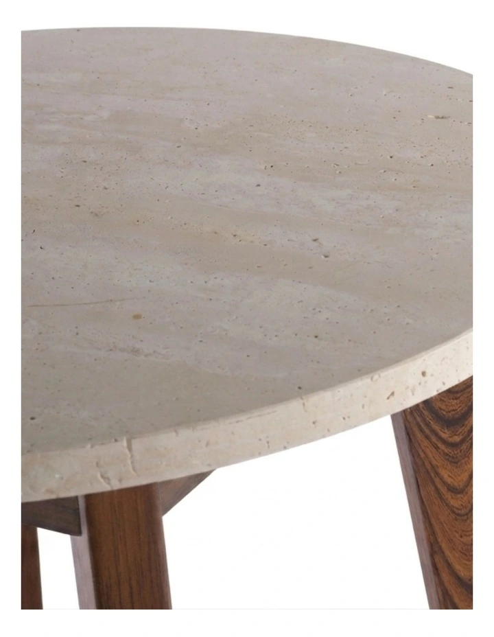 Nero Decorative Furniture Walnut Side Table Travertine 60x50x50cm image 7