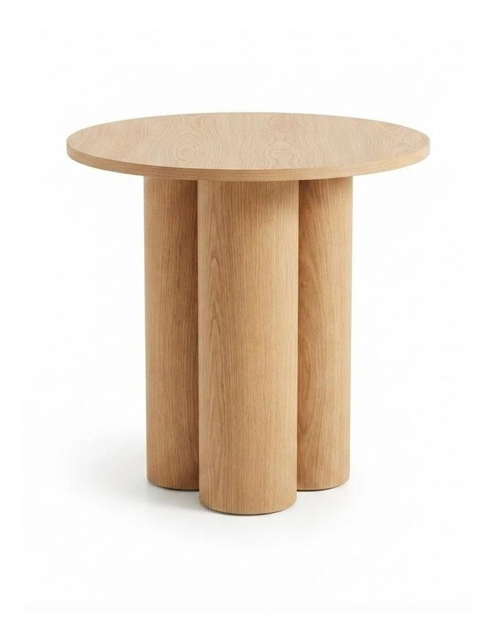 Elyn Round Pedestal Base Decorative Side Table Natural Oak 60x50x50cm image 1