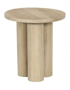 Elyn Round Pedestal Base Decorative Side Table Natural Oak 60x50x50cm