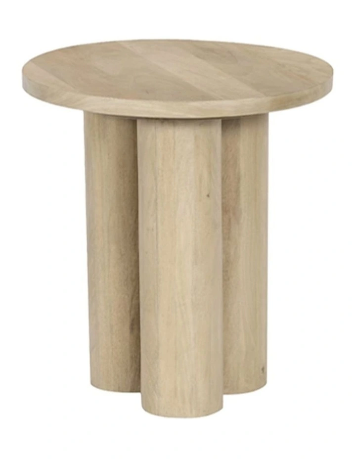 Elyn Round Pedestal Base Decorative Side Table Natural Oak 60x50x50cm image 1