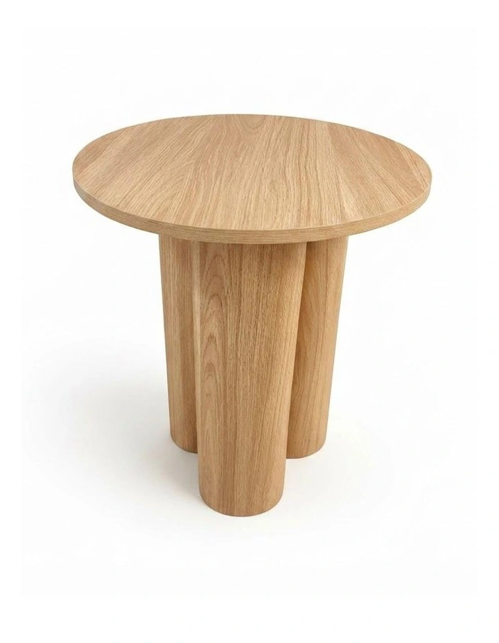 Elyn Round Pedestal Base Decorative Side Table Natural Oak 60x50x50cm image 3