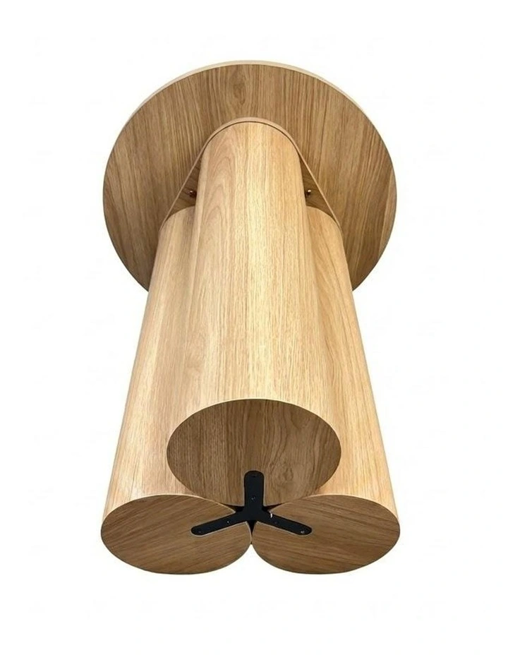 Elyn Round Pedestal Base Decorative Side Table Natural Oak 60x50x50cm image 6