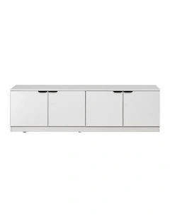 Bucharest White Slim Panel Tv Unit Black Pull Handle