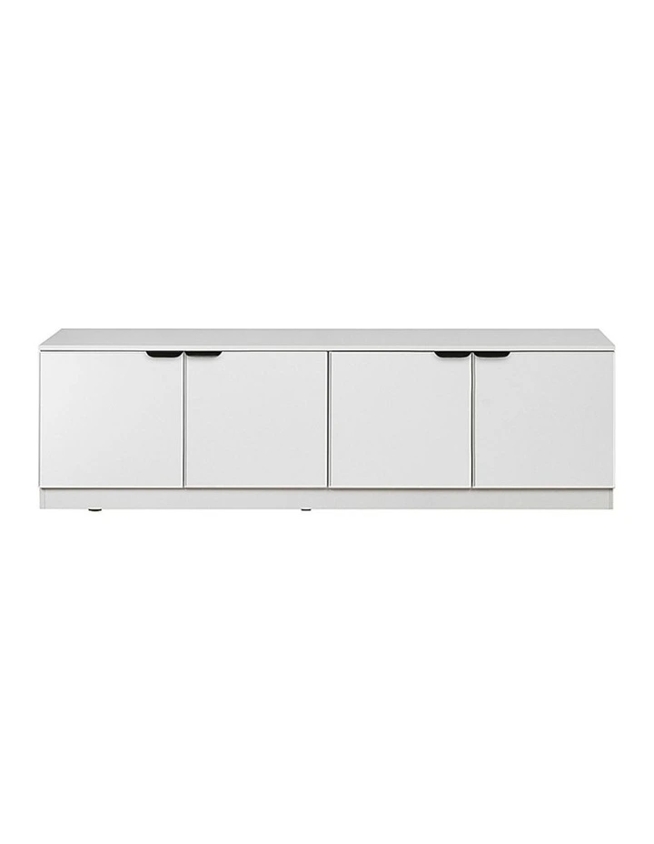 Bucharest White Slim Panel Tv Unit Black Pull Handle image 1