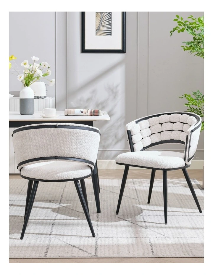 Velvet Dining Chairs Set of 2 in Beige image 2