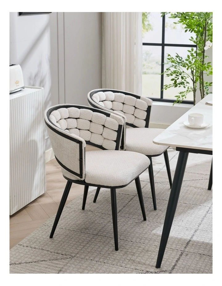 Velvet Dining Chairs Set of 2 in Beige image 3