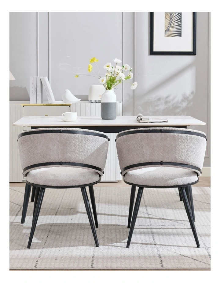 Velvet Dining Chairs Set Of 2 in Grey image 3