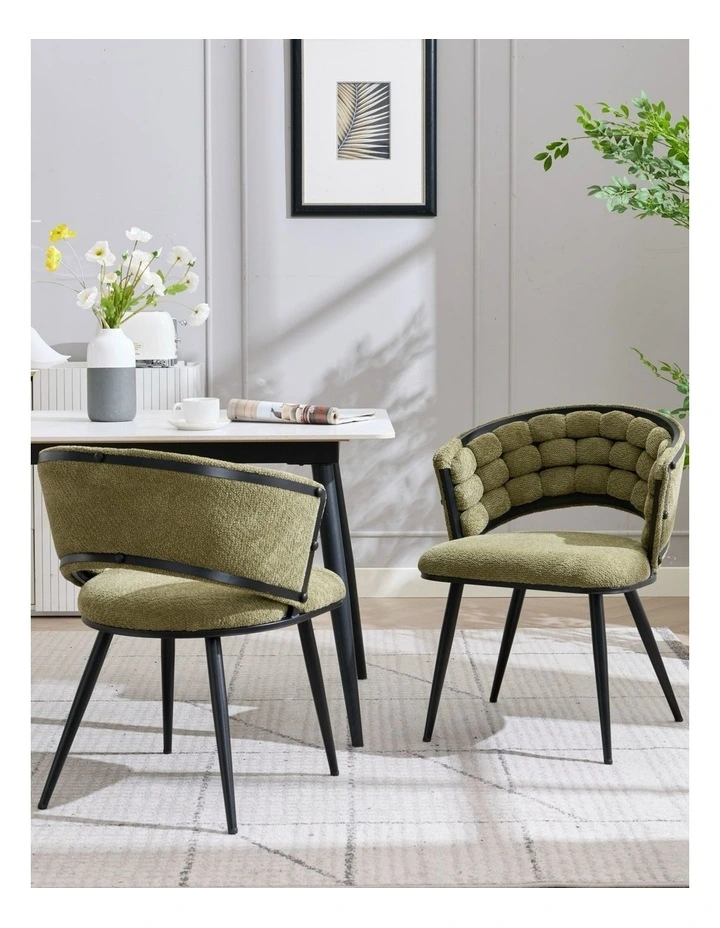 Velvet Dining Chairs Set Of 2 iin Green image 2