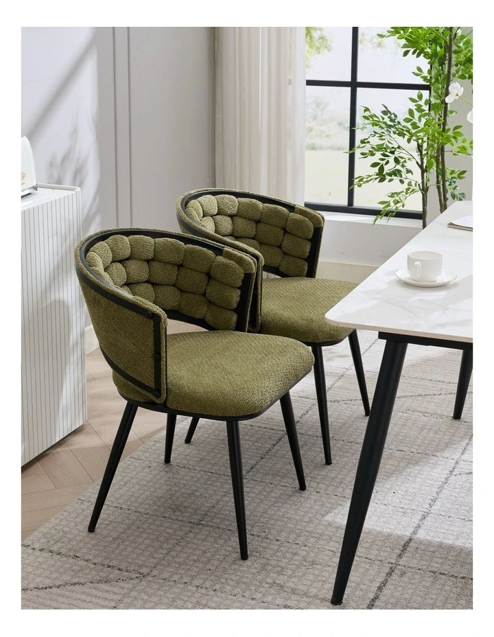 Velvet Dining Chairs Set Of 2 iin Green image 3