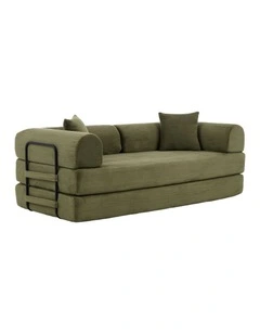 Homfurn 4-in-1 Folding Convertible Foladable Sofa Bed, Corduroy Loveseat Sleeper with Pull Out Bed, DIY Combination Modular Sofa