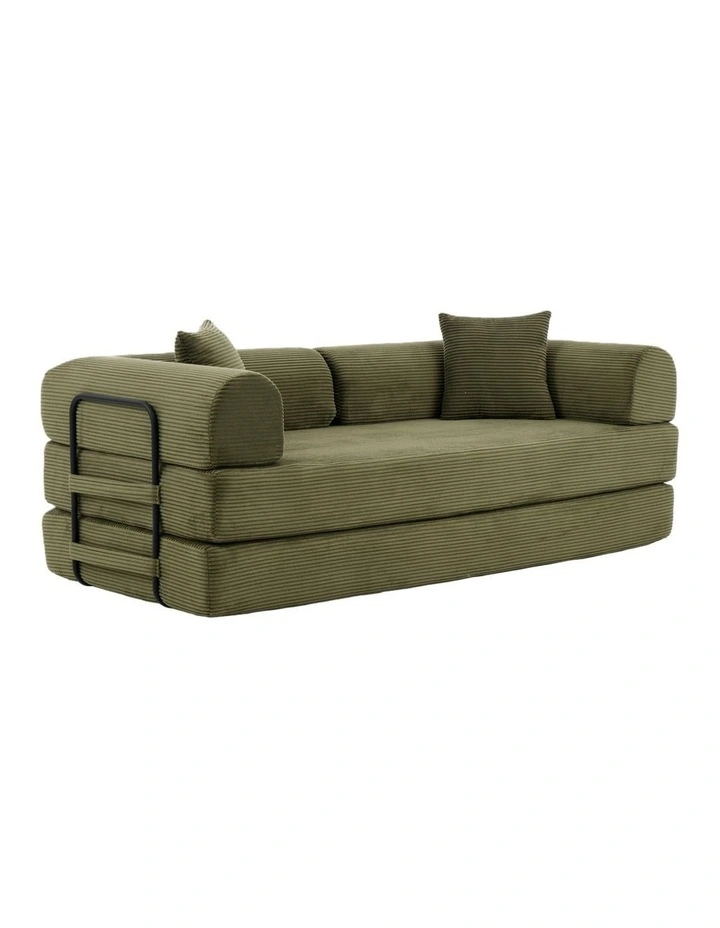 Homfurn 4-in-1 Folding Convertible Foladable Sofa Bed, Corduroy Loveseat Sleeper with Pull Out Bed, DIY Combination Modular Sofa image 1