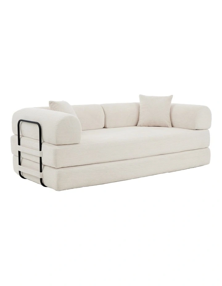 Homfurn 4-in-1 Folding Convertible Foladable Sofa Bed, Corduroy Loveseat Sleeper with Pull Out Bed, DIY Combination Modular Sofa image 1