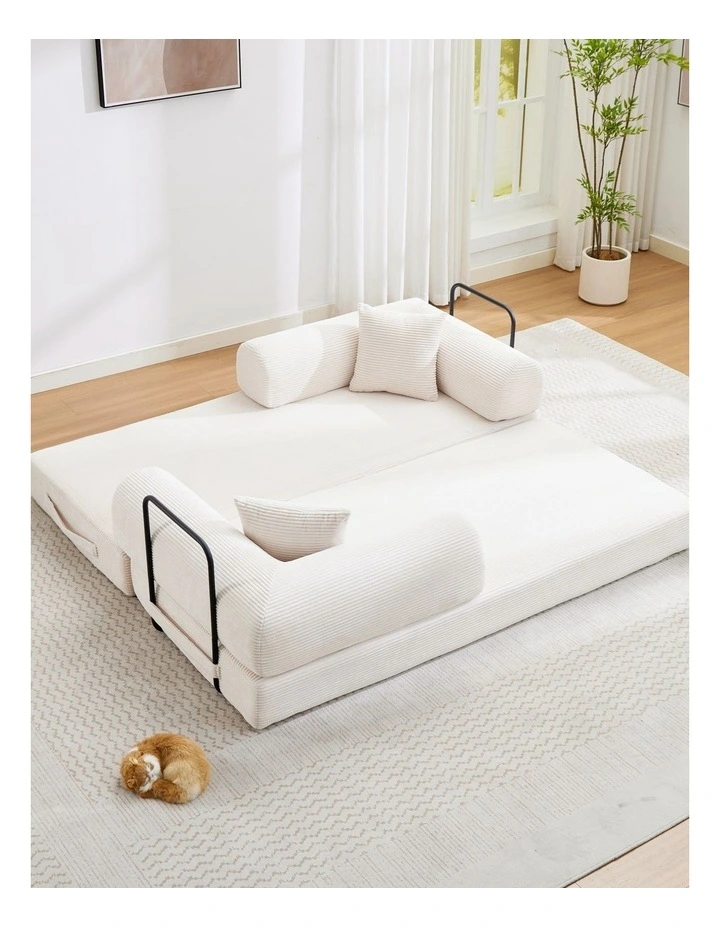 4-in-1 Folding Convertible Foladable Sofa Bed in Beige image 4
