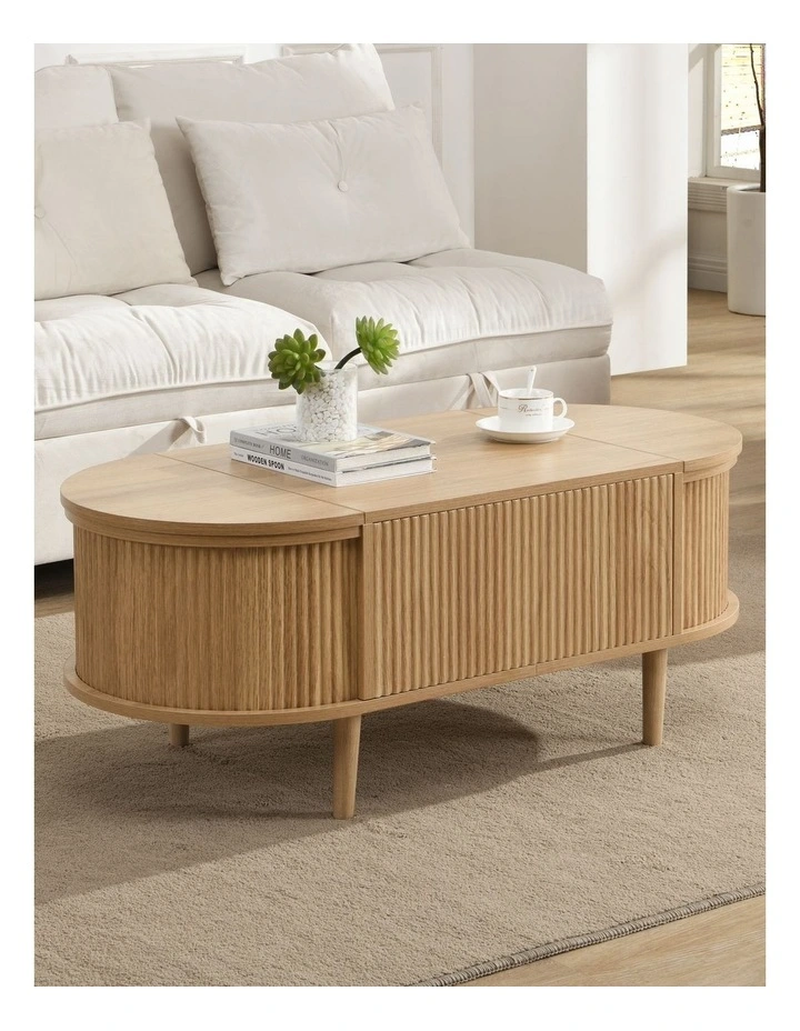 Lift Up Coffee Table With Hidden Storage in Brown image 2