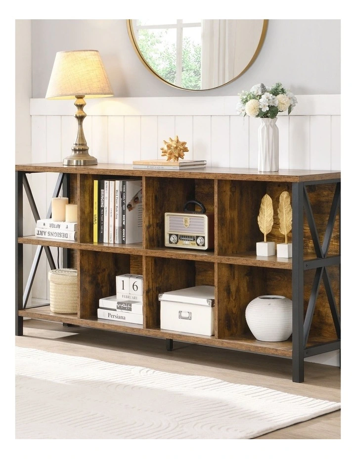 Wood 8 Cube Storage Organizer Bookshelf in Brown image 2