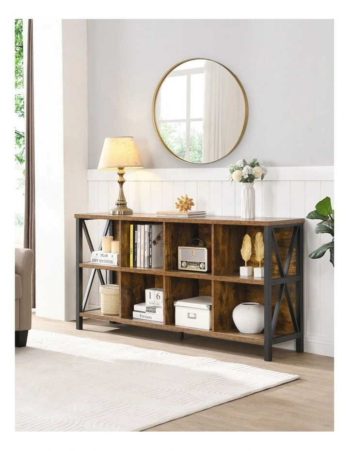 Wood 8 Cube Storage Organizer Bookshelf in Brown image 7