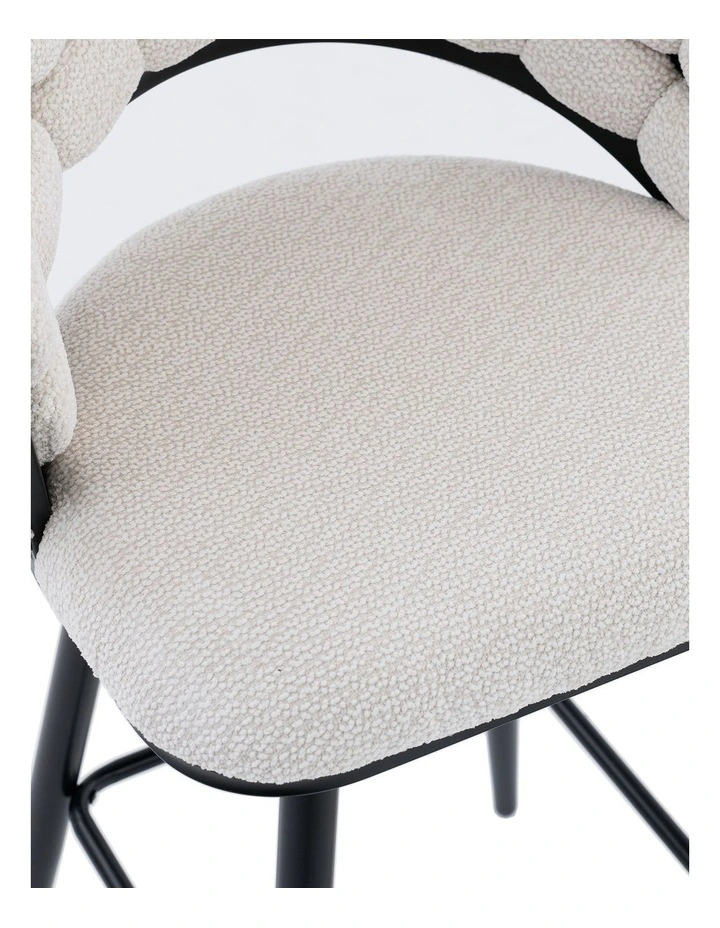 Velvet Bar Stool With Black Metal Legs Set Of 2 in Beige image 6