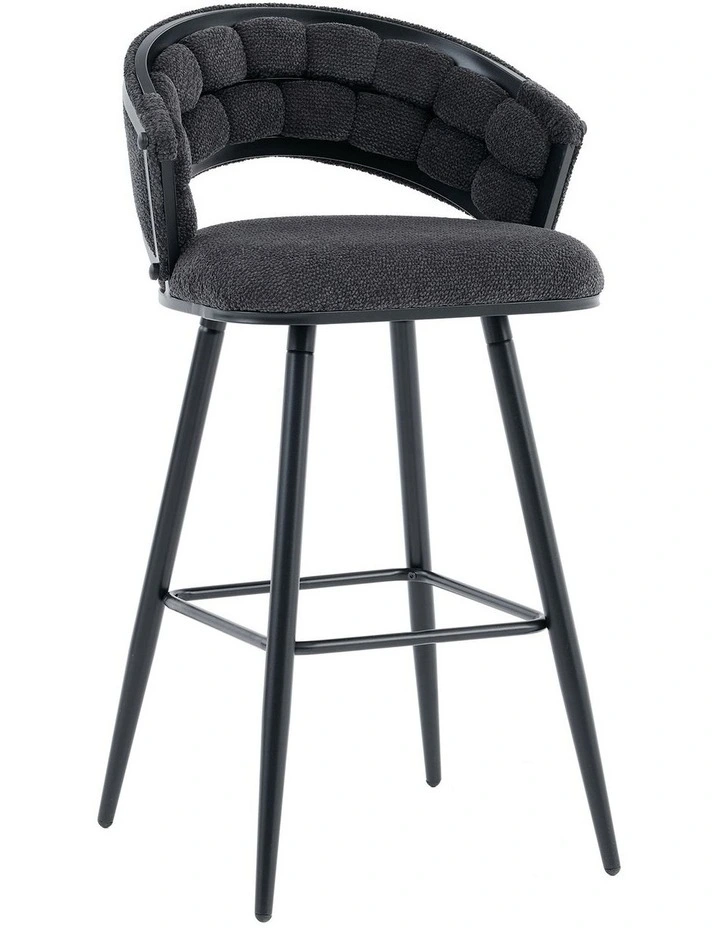 Velvet Bar Stool With Metal Legs Set Of 2 in Blue image 1