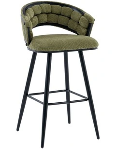 Velvet Bar Stool With Metal Legs Set Of 2 in Green