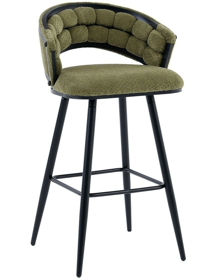 Velvet Bar Stool With Metal Legs Set Of 2 in Green image 1