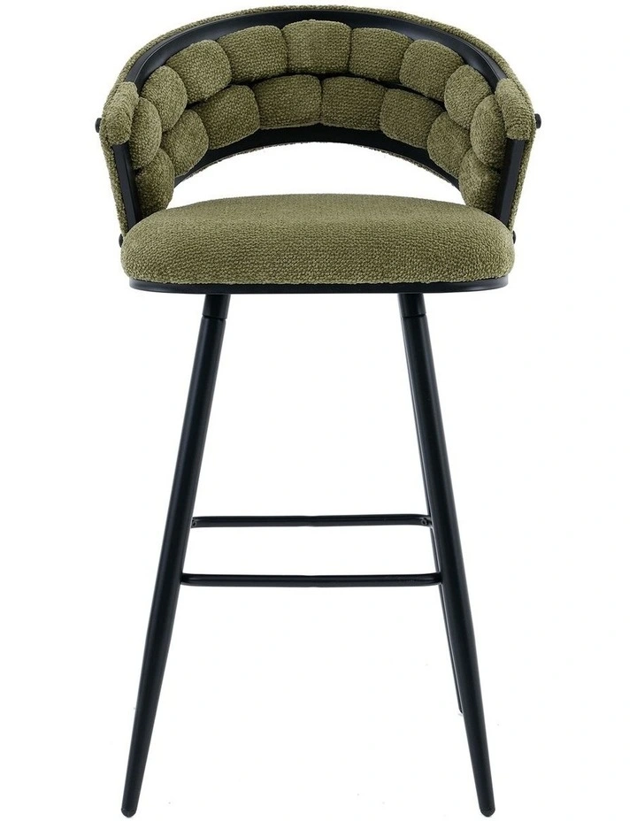 Velvet Bar Stool With Metal Legs Set Of 2 in Green image 3