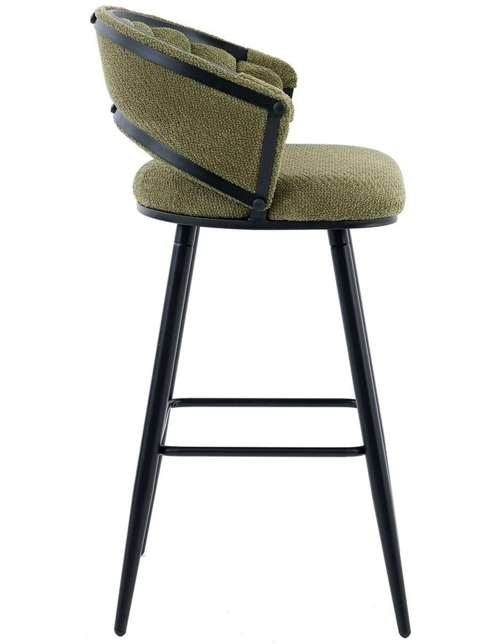 Velvet Bar Stool With Metal Legs Set Of 2 in Green image 4