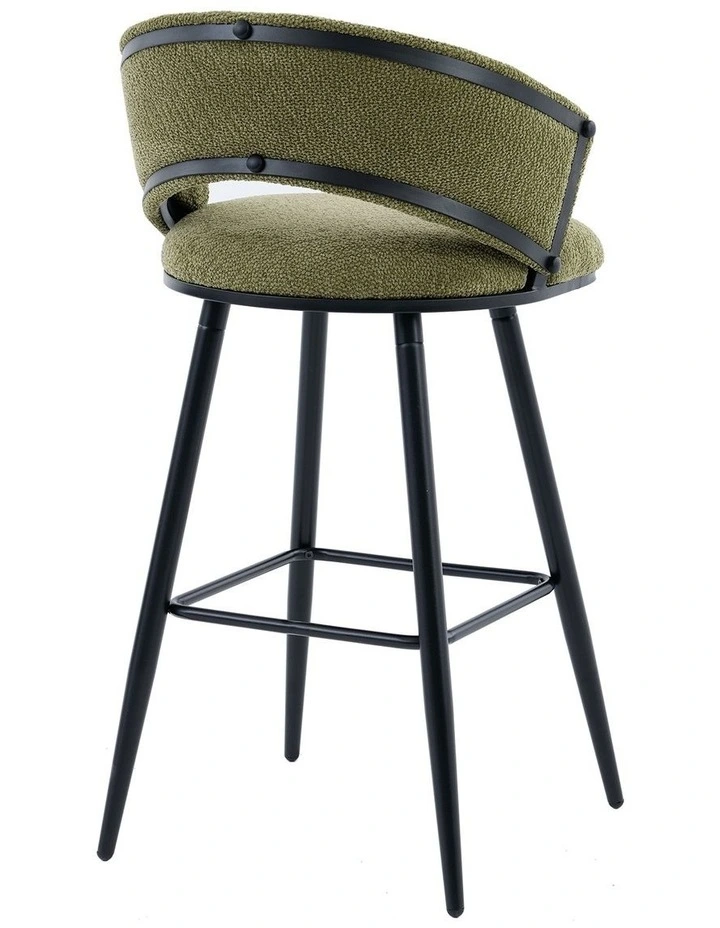 Velvet Bar Stool With Metal Legs Set Of 2 in Green image 5