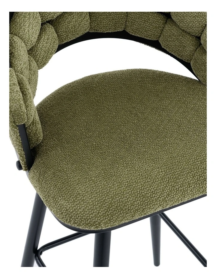 Velvet Bar Stool With Metal Legs Set Of 2 in Green image 6