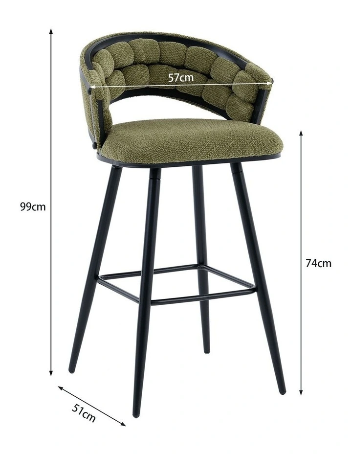 Velvet Bar Stool With Metal Legs Set Of 2 in Green image 7