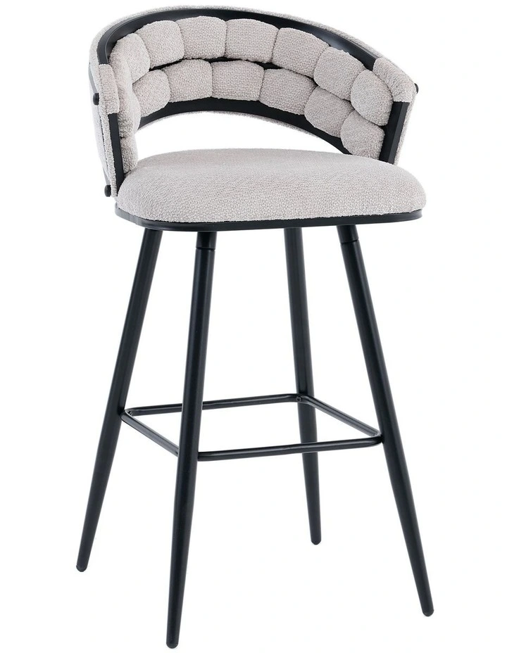 Homfurn Set of 2 Velvet Bar Stool with Black Metal Legs, Upholstered High Bar Chair with Black Metal Legs and Footrest image 1