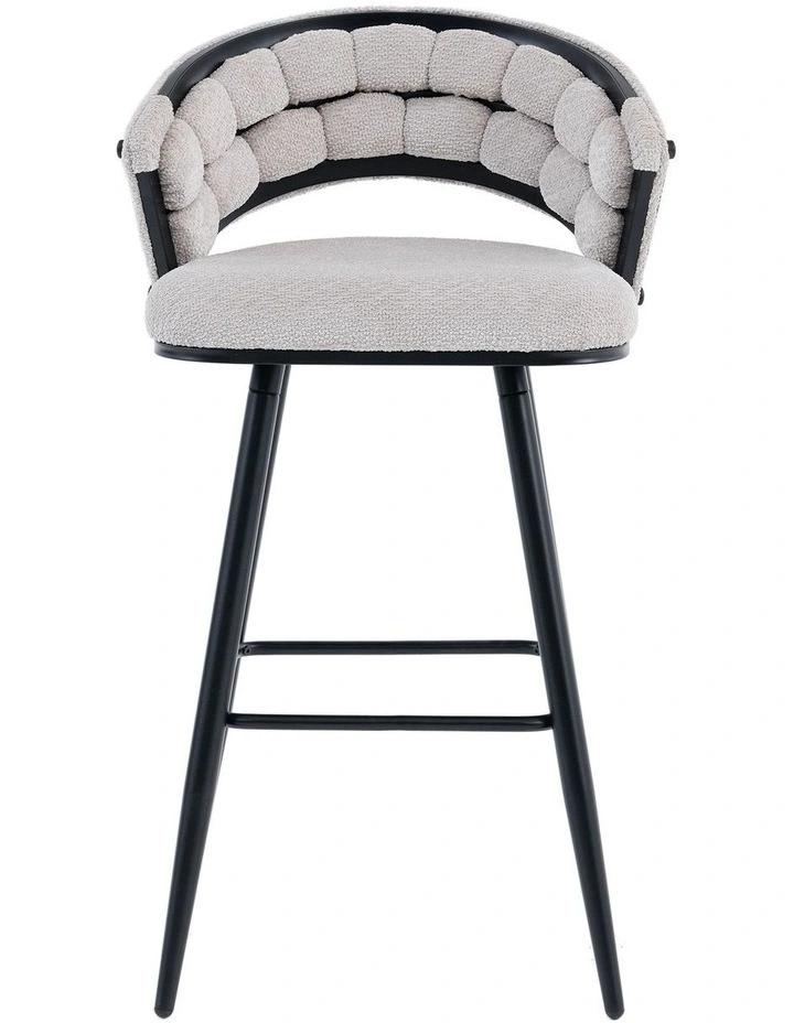 Homfurn Set of 2 Velvet Bar Stool with Black Metal Legs, Upholstered High Bar Chair with Black Metal Legs and Footrest image 5