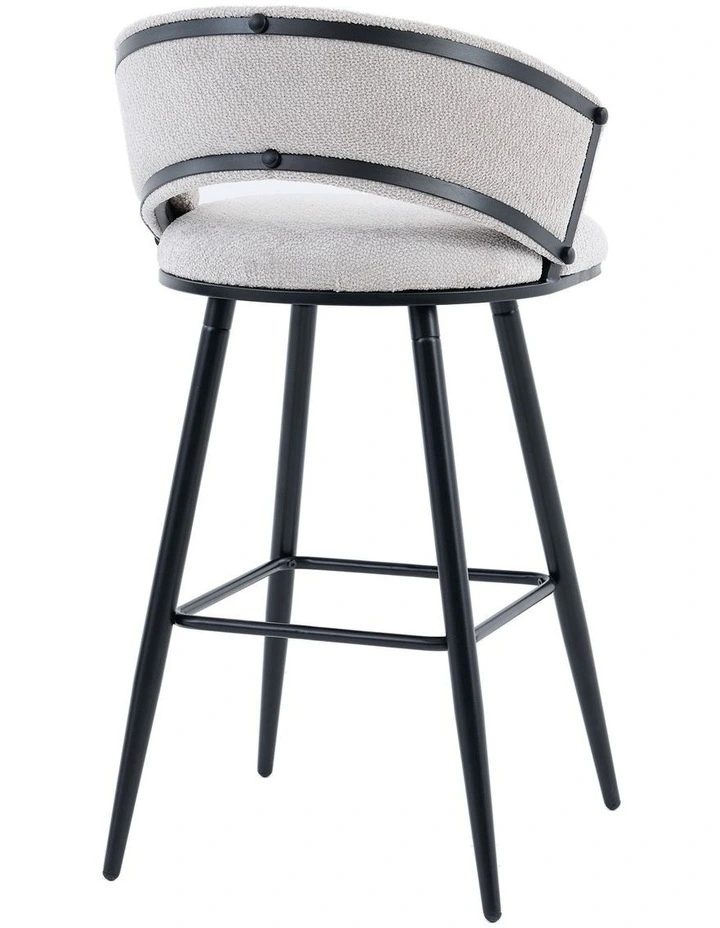 Homfurn Set of 2 Velvet Bar Stool with Black Metal Legs, Upholstered High Bar Chair with Black Metal Legs and Footrest image 6