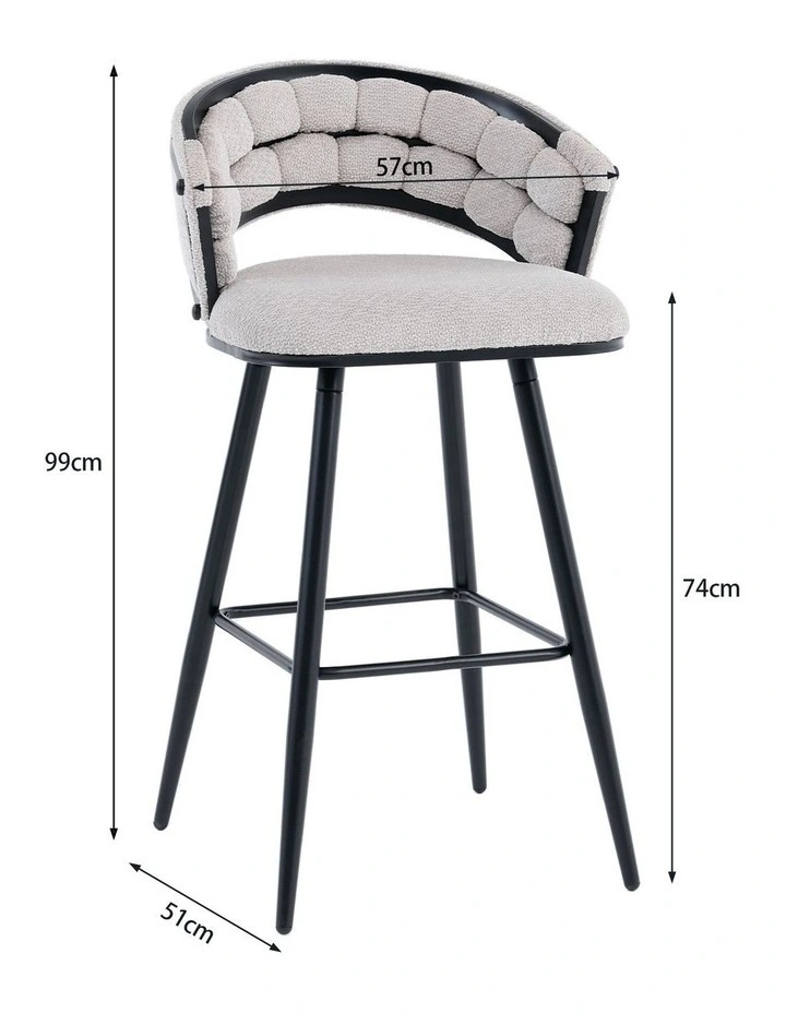 Homfurn Set of 2 Velvet Bar Stool with Black Metal Legs, Upholstered High Bar Chair with Black Metal Legs and Footrest image 7