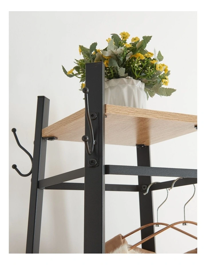 Entryway Coat Rack With Metal Basket in image 4