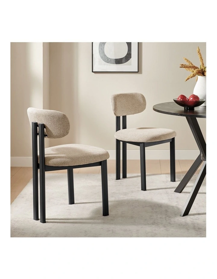 Hilda Dining Chairs Pair (Set of Two) Beige and Black image 2