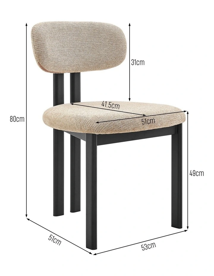 Hilda Dining Chairs Pair (Set of Two) Beige and Black image 6