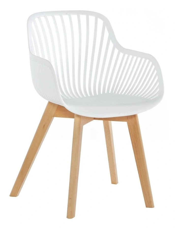 Lilian White Modern Dining Chairs with arms Wooden Legs (set of 2) image 3