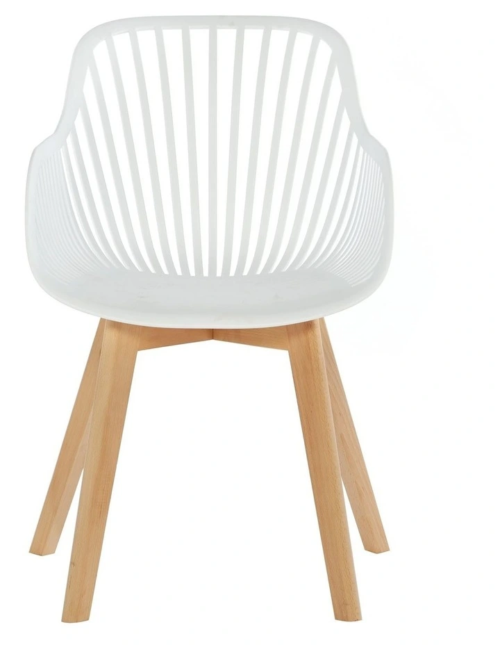 Lilian White Modern Dining Chairs with arms Wooden Legs (set of 2) image 4